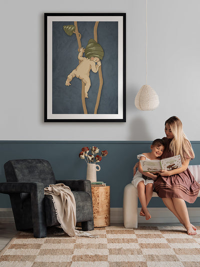 Gumnut Adventures II Blue Framed Art Print | Lifestyle