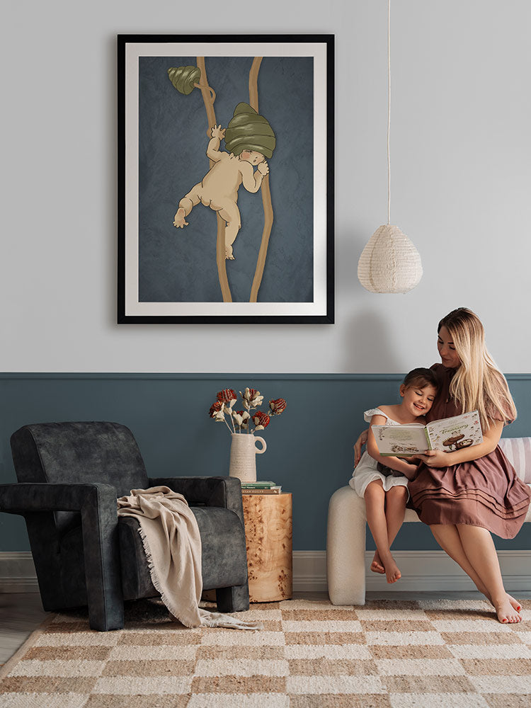 Gumnut Adventures II Blue Framed Art Print | Lifestyle