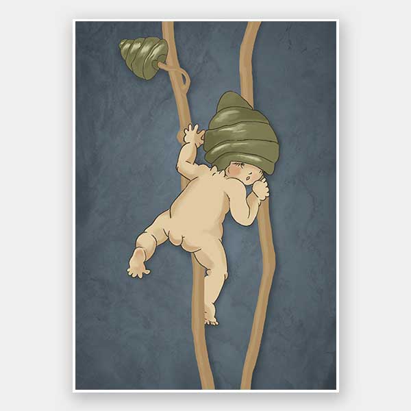 Gumnut Adventures II Blue Unframed Art Print