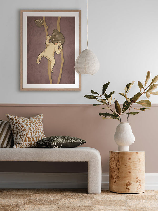 Gumnut Adventures II Mauve Framed Art Print | Lifestyle