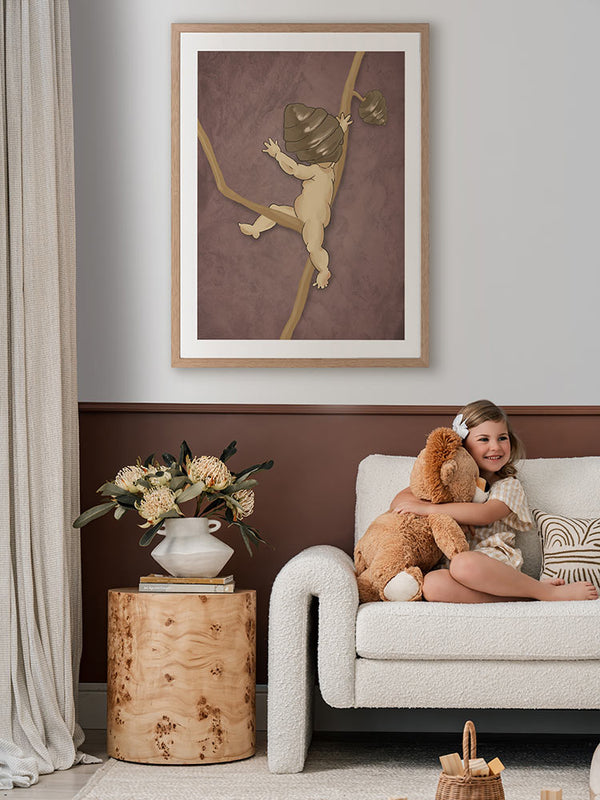 Gumnut Adventures III Mauve Framed Art Print | Lifestyle