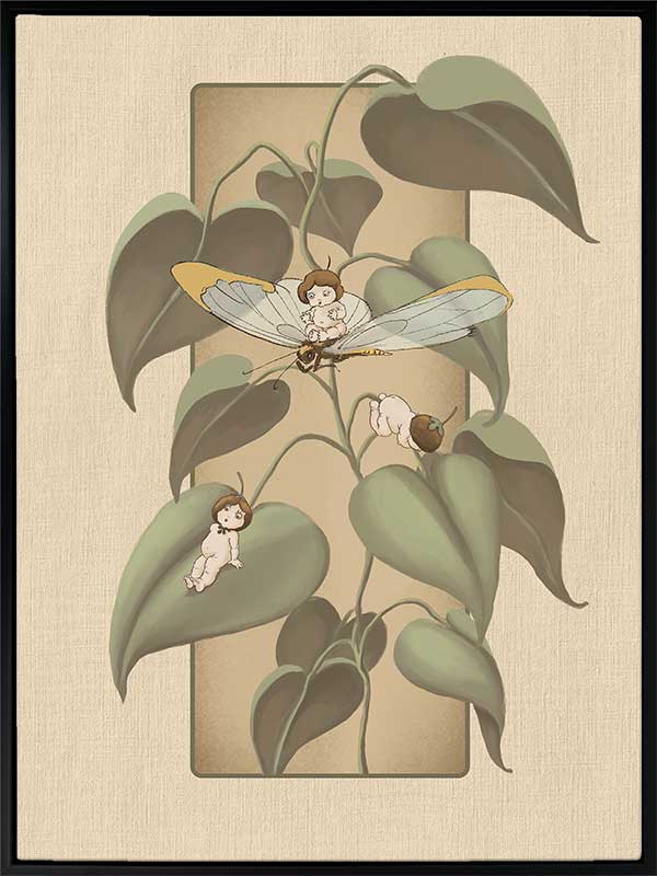 Dragonfly Whispers Beige Canvas Art Print