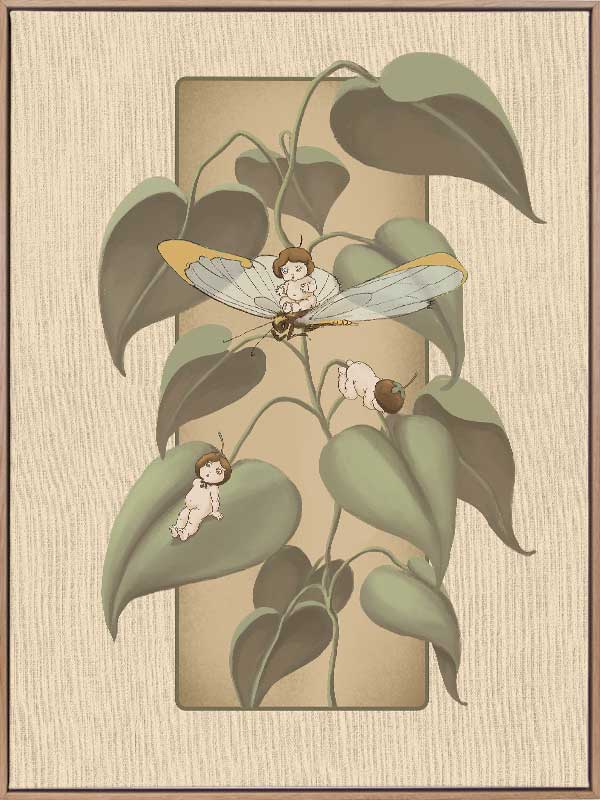 Dragonfly Whispers Beige Canvas Art Print