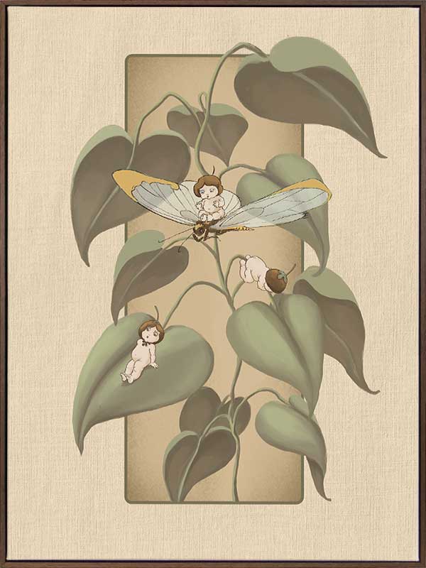 Dragonfly Whispers Beige Canvas Art Print
