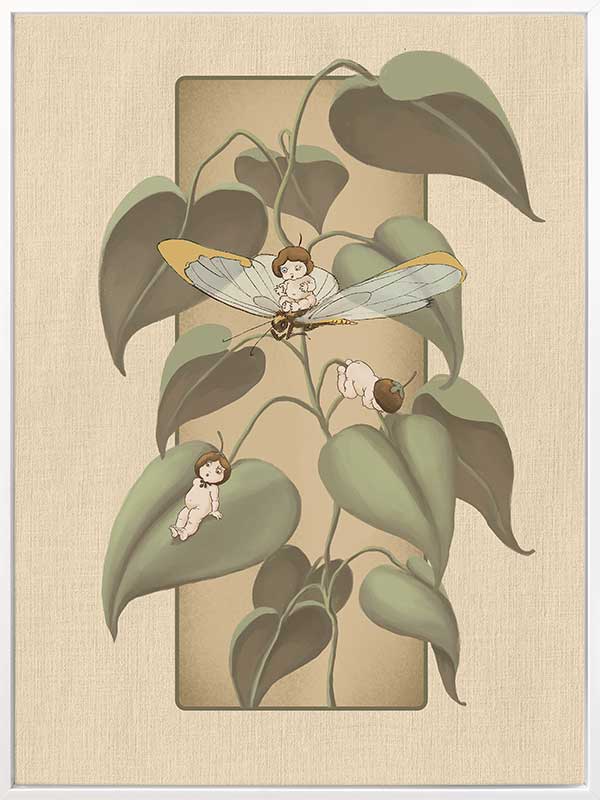 Dragonfly Whispers Beige Canvas Art Print