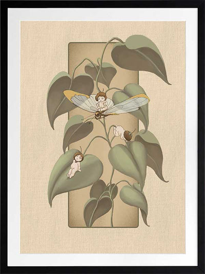 Dragonfly Whispers Beige Framed Art Print