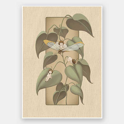 Dragonfly Whispers Beige Unframed Art Print