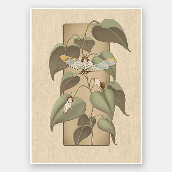 Dragonfly Whispers Beige Unframed Art Print