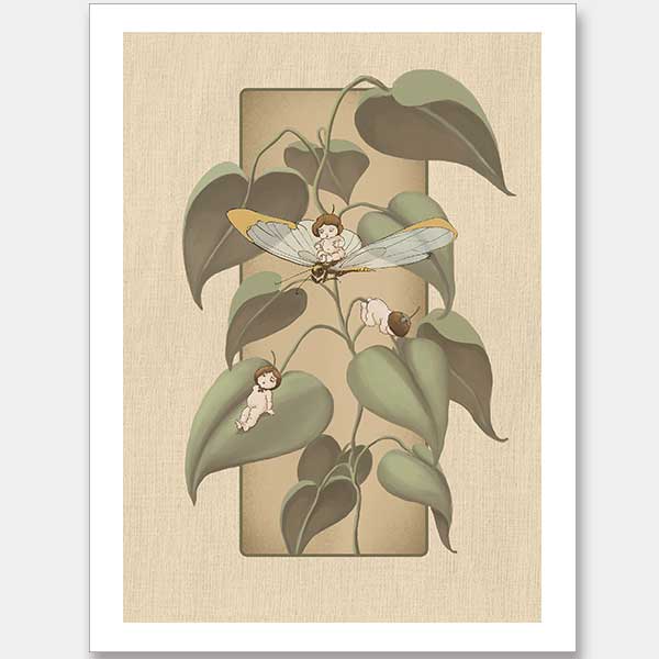 Dragonfly Whispers Beige Unframed Art Print