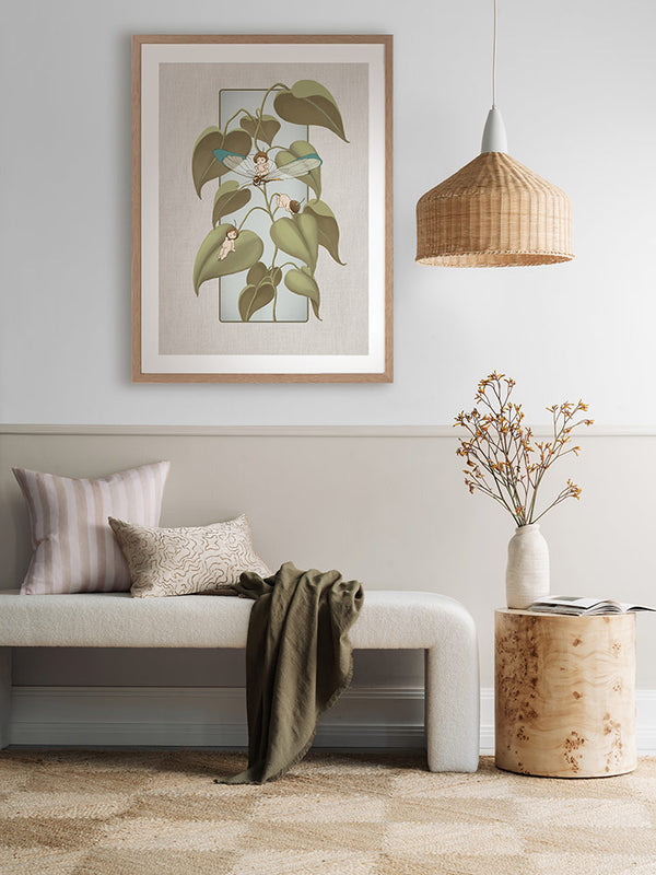 Dragonfly Whispers Grey Framed Art Print | Lifestyle