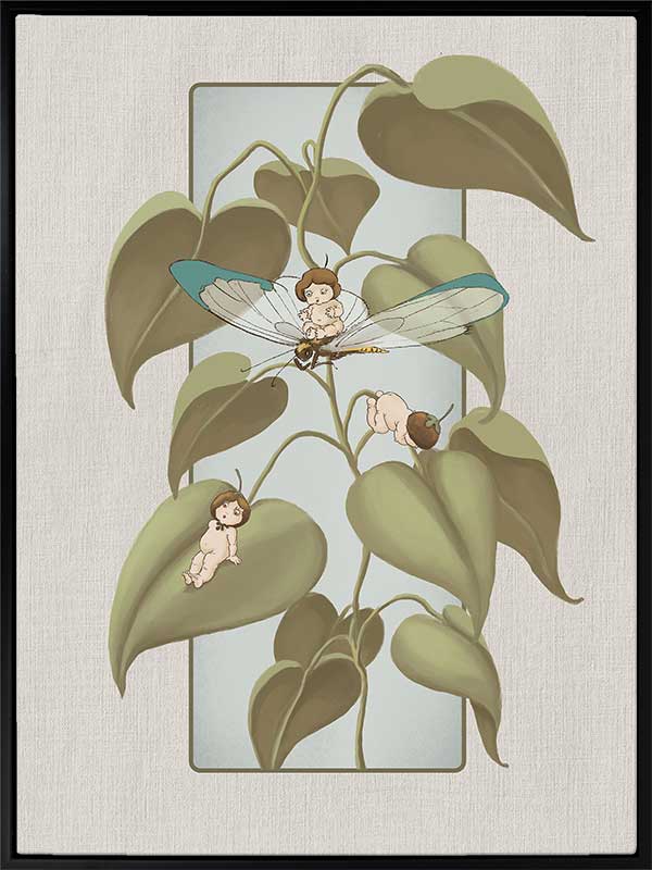 Dragonfly Whispers Grey Canvas Art Print