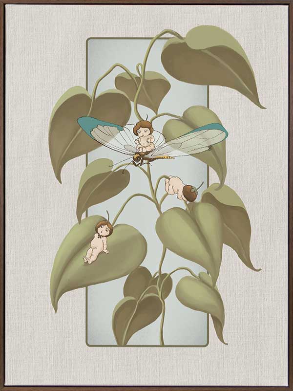 Dragonfly Whispers Grey Canvas Art Print