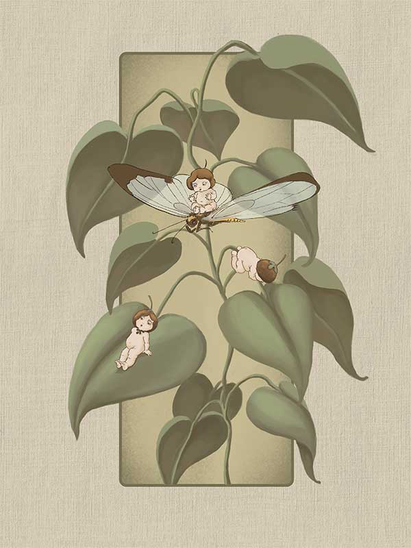 Dragonfly Whispers Olive Green Canvas Art Print