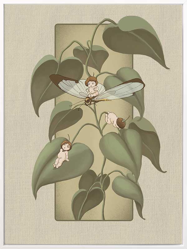 Dragonfly Whispers Olive Green Canvas Art Print