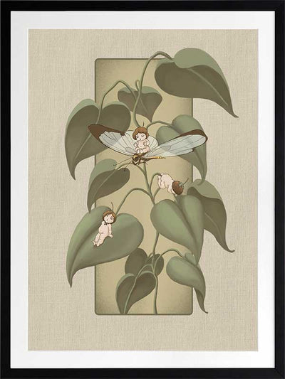 Dragonfly Whispers Olive Green Framed Art Print