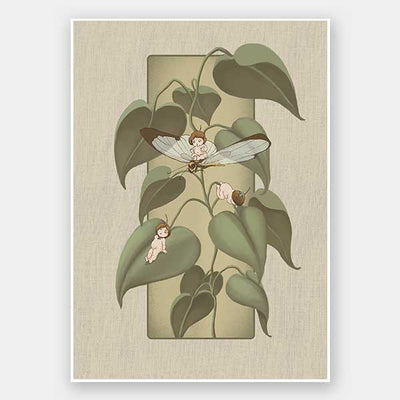 Dragonfly Whispers Olive Green Unframed Art Print