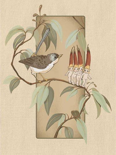 A Song for the Native Fuchsia Babies Beige Canvas Art Print