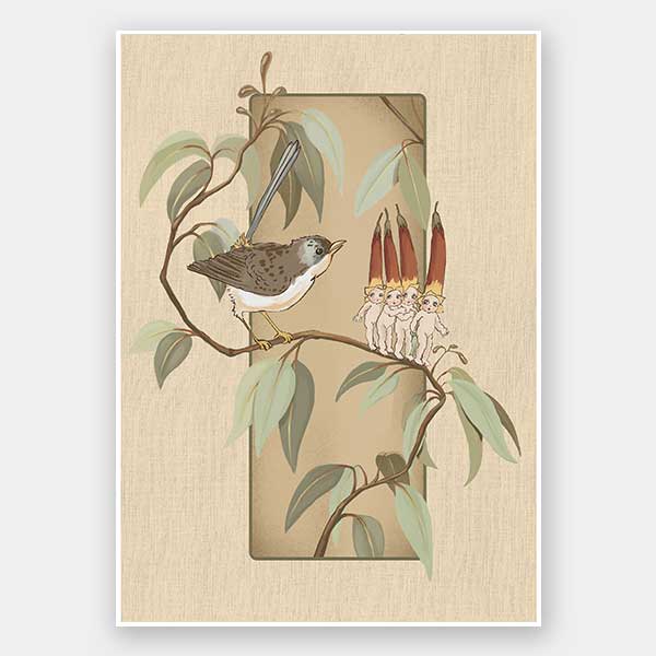 A Song for the Native Fuchsia Babies Beige Unframed Art Print