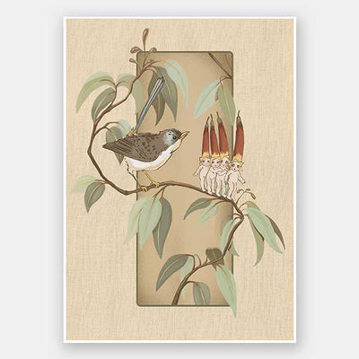A Song for the Native Fuchsia Babies Beige Unframed Art Print
