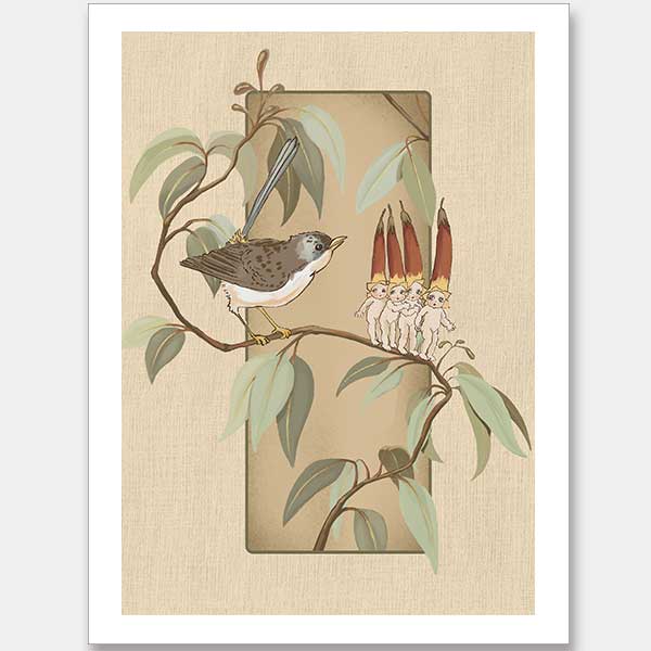 A Song for the Native Fuchsia Babies Beige Unframed Art Print