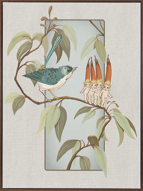 A Song for the Native Fuchsia Babies Grey Canvas Art Print