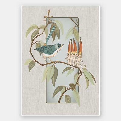 A Song for the Native Fuchsia Babies Grey Unframed Art Print