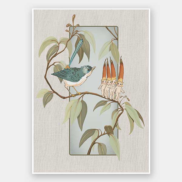 A Song for the Native Fuchsia Babies Grey Unframed Art Print