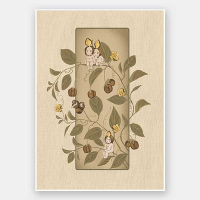 A Day with the Boronia Babies Beige Unframed Art Print