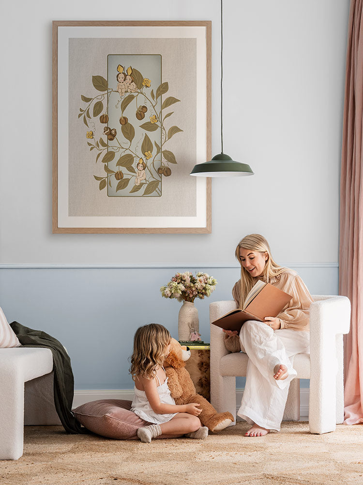 A Day with the Boronia Babies Grey Framed Art Print | Lifestyle