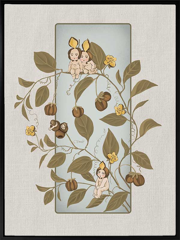 A Day with the Boronia Babies Grey Canvas Art Print