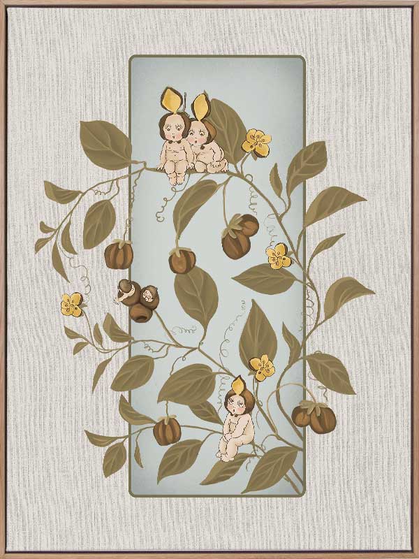 A Day with the Boronia Babies Grey Canvas Art Print