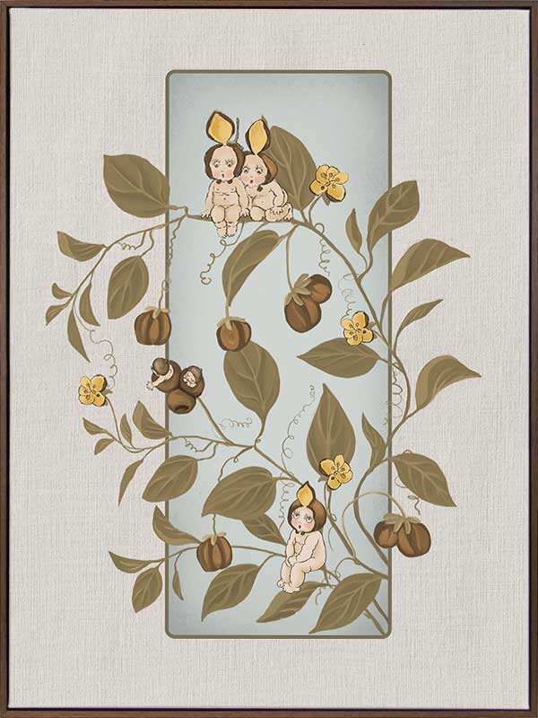 A Day with the Boronia Babies Grey Canvas Art Print