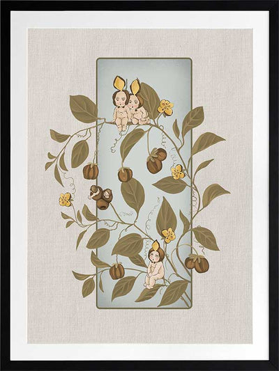 A Day with the Boronia Babies Grey Framed Art Print