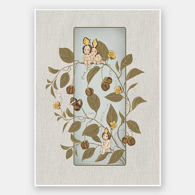 A Day with the Boronia Babies Grey Unframed Art Print