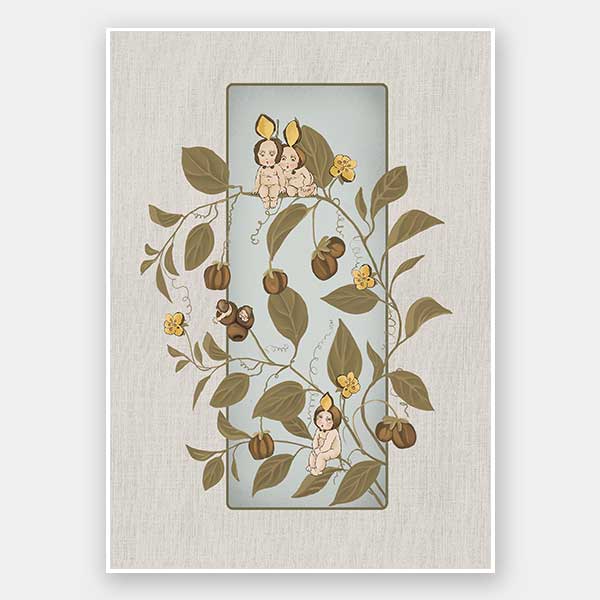 A Day with the Boronia Babies Grey Unframed Art Print