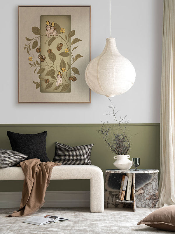 A Day with the Boronia Babies Olive Green Canvas Art Print | Lifestyle