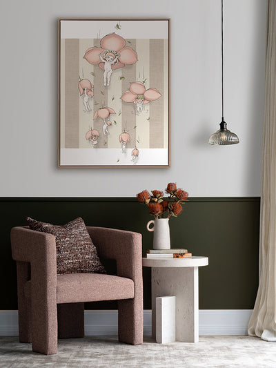 Floating Flower Babies Neutral Canvas Art Print | Lifestyle