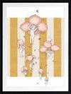 Floating Flower Babies Mustard Framed Art Print