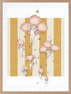 Floating Flower Babies Mustard Framed Art Print