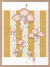 Floating Flower Babies Mustard Framed Art Print