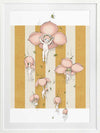 Floating Flower Babies Mustard Framed Art Print