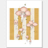 Floating Flower Babies Mustard Unframed Art Print