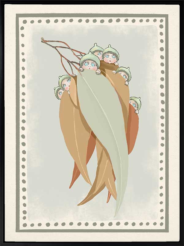 Snugglepot, Cuddlepie & Friends Light Blue Canvas Art Print