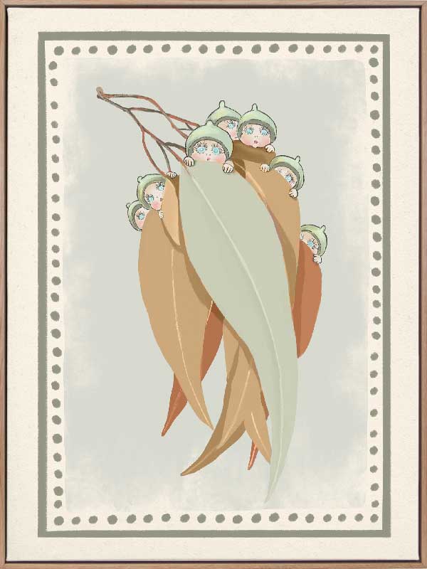 Snugglepot, Cuddlepie & Friends Light Blue Canvas Art Print