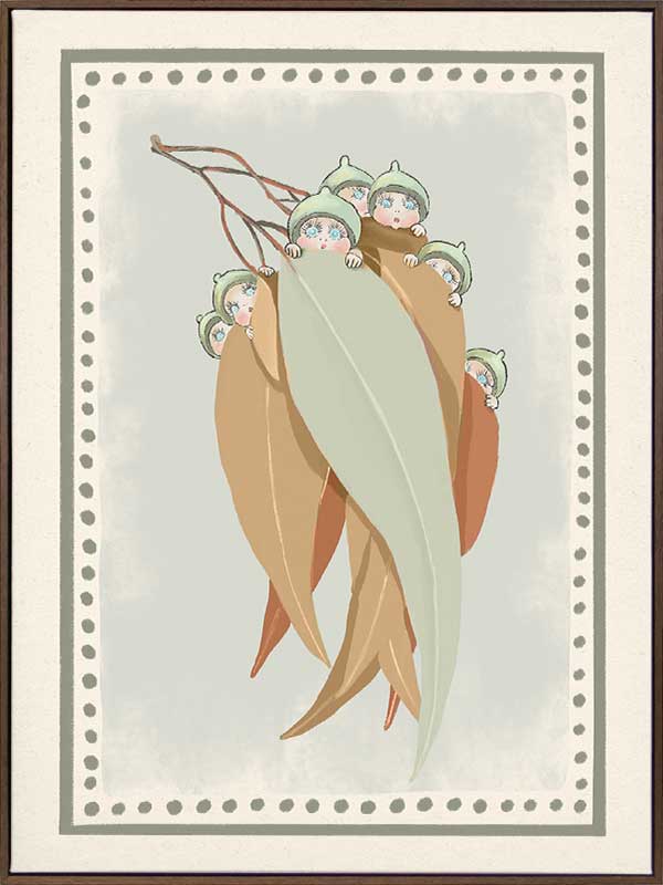 Snugglepot, Cuddlepie & Friends Light Blue Canvas Art Print