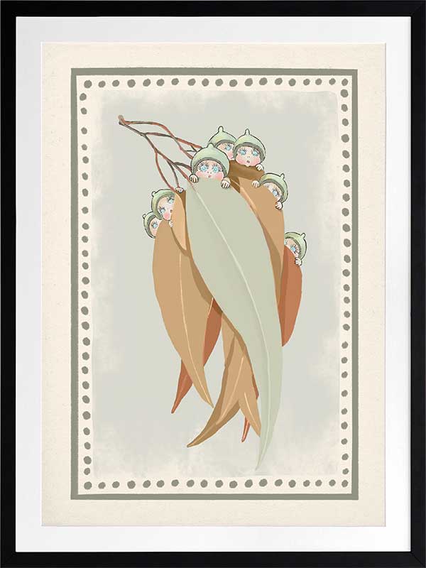 Snugglepot, Cuddlepie & Friends Light Blue Framed Art Print