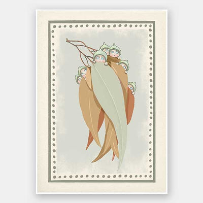 Snugglepot, Cuddlepie & Friends Light Blue Unframed Art Print