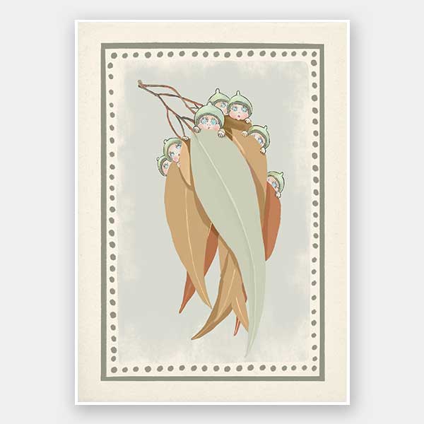 Snugglepot, Cuddlepie & Friends Light Blue Unframed Art Print