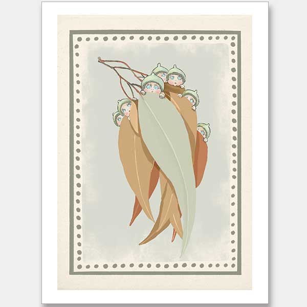 Snugglepot, Cuddlepie & Friends Light Blue Unframed Art Print