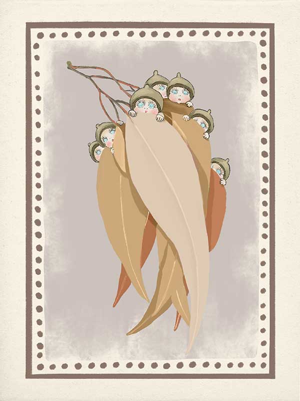 Snugglepot, Cuddlepie & Friends Mauve Canvas Art Print